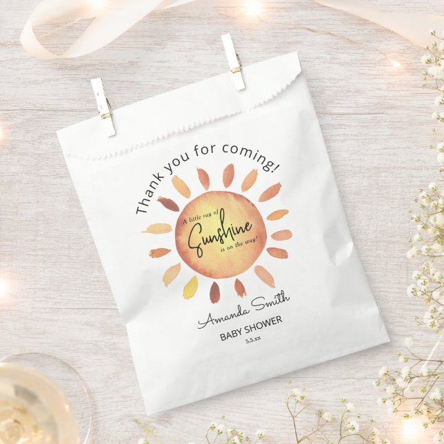 Sachets En Papier Aquarelle Joyeux Baby shower de Merci solaire Jaun (Coupé)