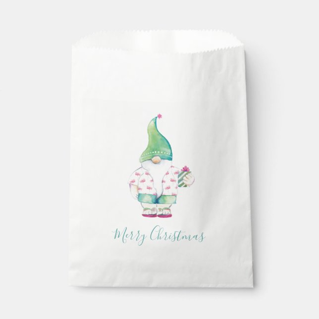 Sachets En Papier Aquarelle Joyeux Noël Gnome Bonbon Favoriser Sac (Devant)