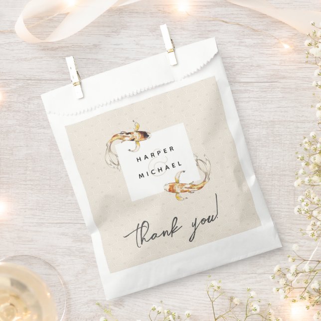 Sachets En Papier aquarelle koi poisson mariage (Coupé)