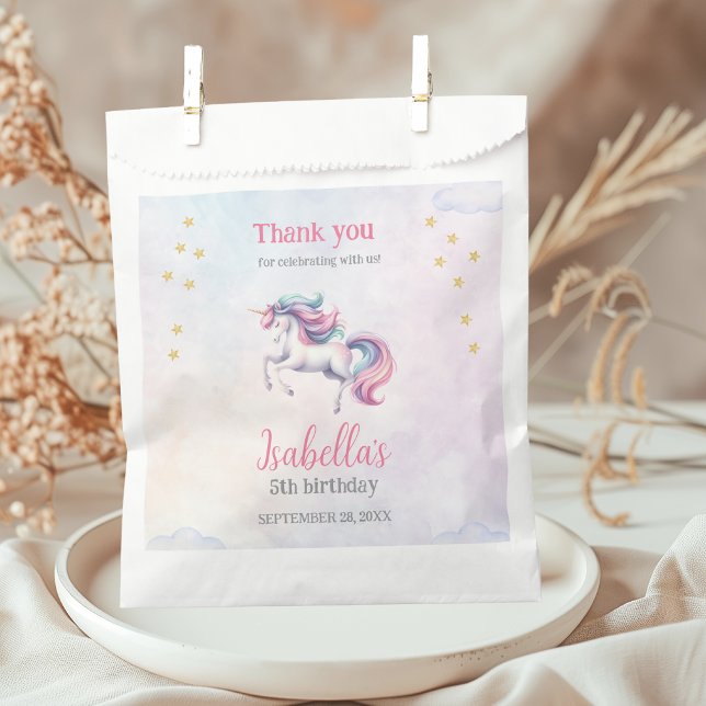Sachets En Papier Aquarelle magique Unicorn mignonne (Créateur téléchargé)