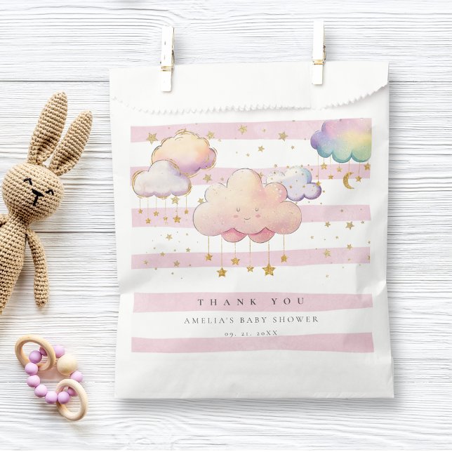Sachets En Papier Aquarelle mignonne Cloud Star Baby Girl Douche ros (Créateur téléchargé)