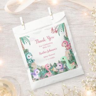 Sachets En Papier Aquarelle mignonne Dinosaur Baby shower fille