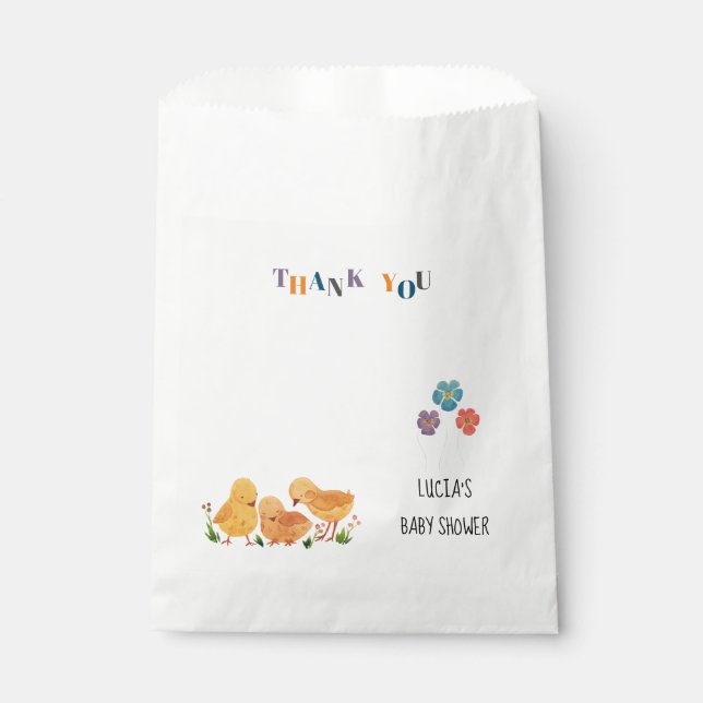 Sachets En Papier Aquarelle mignonne petit poulet Merci bébé (Devant)