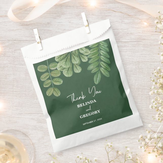 Sachets En Papier Aquarelle moderne vert émeraude Mariage vert émera (Coupé)