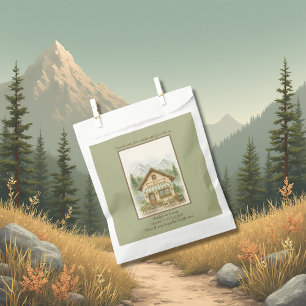 Sachets En Papier aquarelle Montagne Monogramme mariage Destination