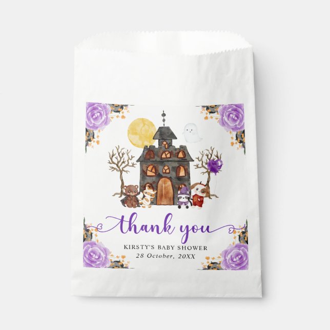 Sachets En Papier Aquarelle ou traitement Baby shower d'Halloween (Devant)