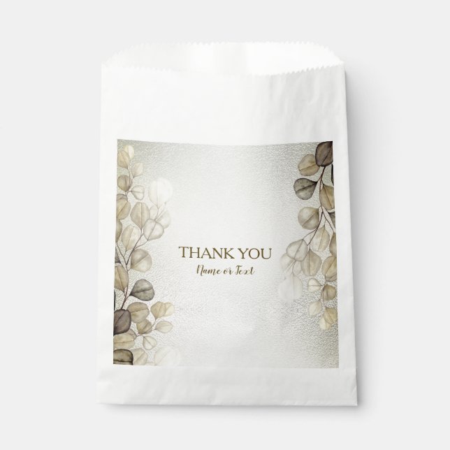 Sachets En Papier Aquarelle Party Golden Eucalyptus Foliage brillant (Devant)