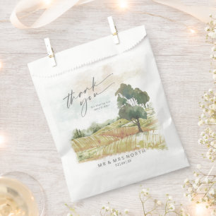 Sachets En Papier Aquarelle Paysage Merci Sage Green ID786