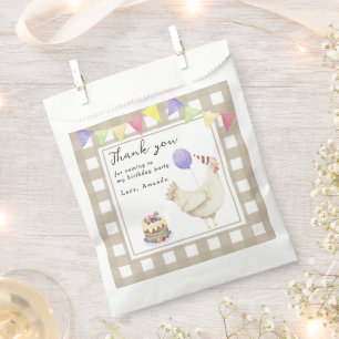 Sachets En Papier Aquarelle Poulet Mignon 1er anniversaire merci