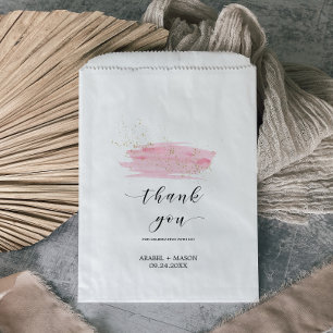 Sachets En Papier Aquarelle rose Blush et or Mariage étincelant