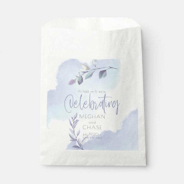 Sachets En Papier Aquarelle rustique Aqua Lilac Feuilles Enregistrer (Devant)