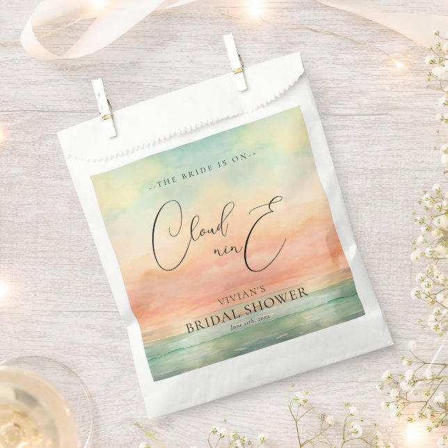 Sachets En Papier Aquarelle Sunset Cloud Neuf Fête des mariées (Coupé)