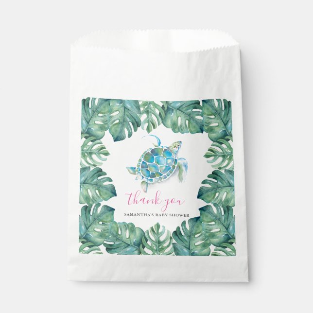 Sachets En Papier Aquarelle tropicale mignonne Tortue de mer GifT (Devant)