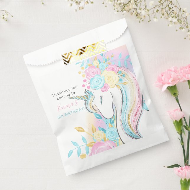 Sachets En Papier Aquarelle Unicorn Jour magique Fille Anniversaire (Scellé)