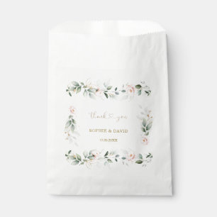 Sachets En Papier Aquarelle vert rose Floral or Mariage Favo