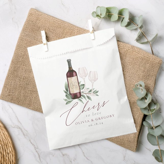 Sachets En Papier Aquarelle Vin Rouge Botanique Chefs à l'amour (Créateur téléchargé)