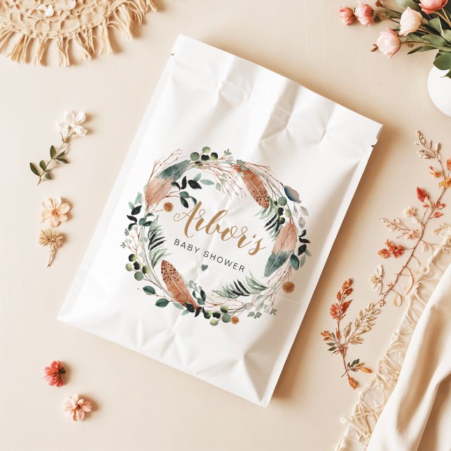 Sachets En Papier ARBOR Bohême Plumes verdure Wreath Boho (Créateur téléchargé)