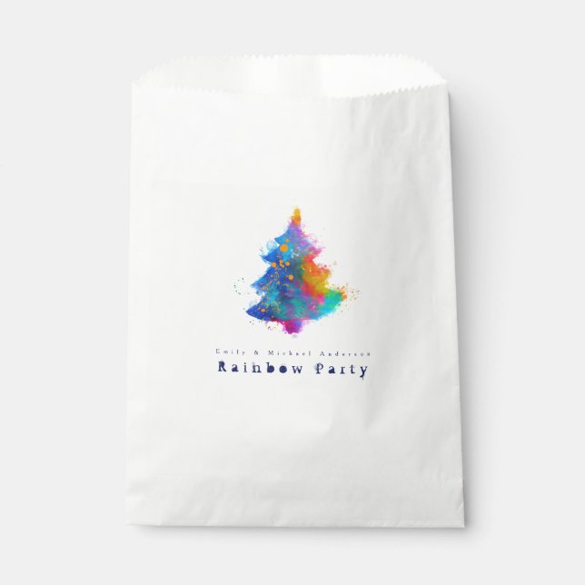 Sachets En Papier Arbre de Noël Arc-en-ciel moderne personnalisé (Devant)