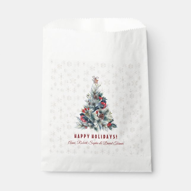 Sachets En Papier Arbre de Noël Berries voeux de vacances Monogramme (Devant)