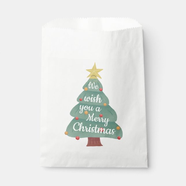 Sachets En Papier Arbre de Noël moderne Joyeux Noël (Devant)