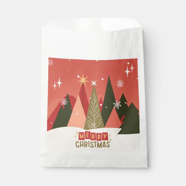 Sachets En Papier Arbre de Noël rétro/Vintage (Devant)