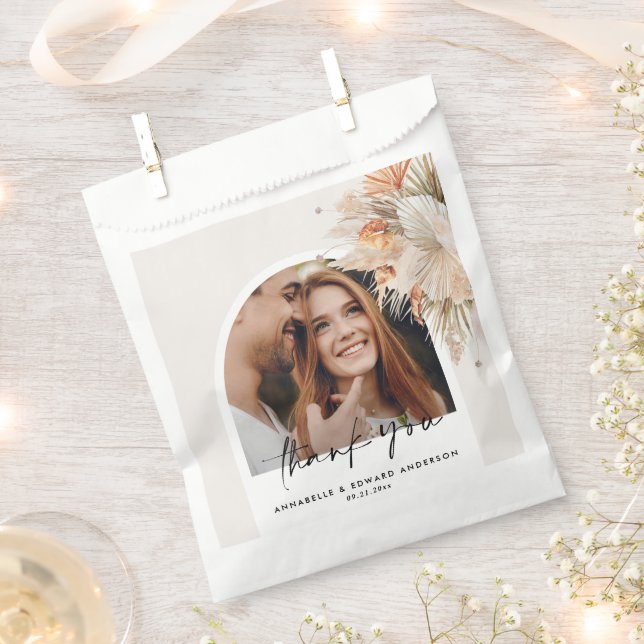 Sachets En Papier Arc botanique naturel photo pampas moderne (Coupé)