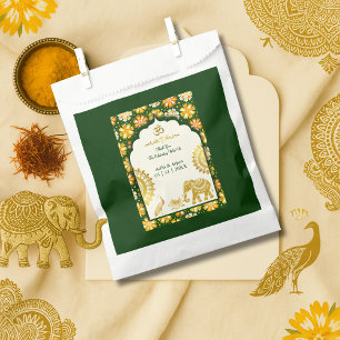 Sachets En Papier arc émeraude en ivoire motifs hindous mariage merc