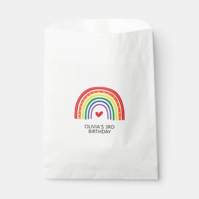 Sachets En Papier Arc-en-ciel et Coeurs Anniversaire Fête Favoriser  (Devant)