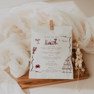 Sachets En Papier Art de doodle rétro fantaisiste   Menu de mariage
