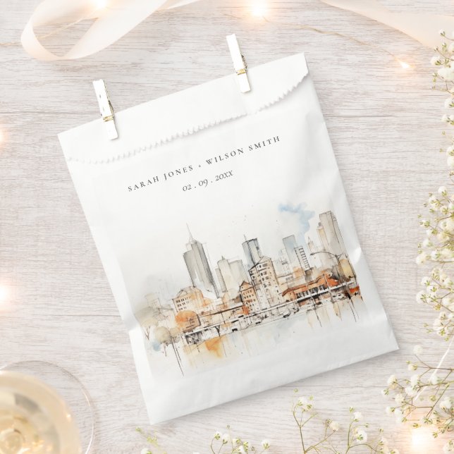 Sachets En Papier Atlanta Georgia Watercolor Landscape Wedding (Coupé)