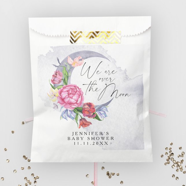 Sachets En Papier Au-dessus du baby shower des fleurs de lune (Créateur téléchargé)