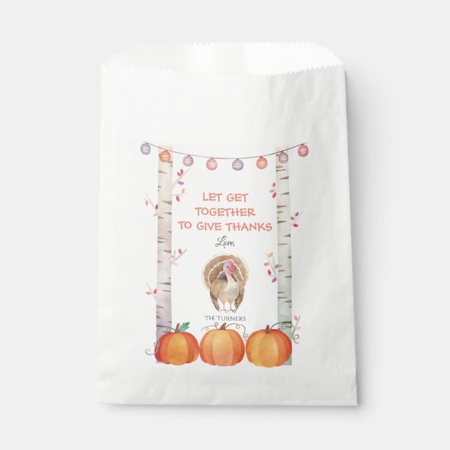 Sachets En Papier Automne Arbres Citrouille Turquie Thanksgiving Par (Devant)