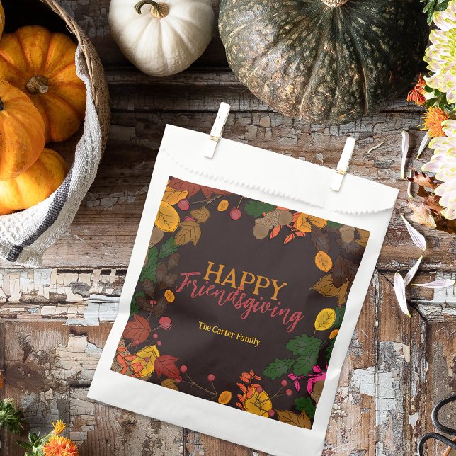 Sachets En Papier Automne Feuilles Acorns Berries Joyeux Ami (Créateur téléchargé)
