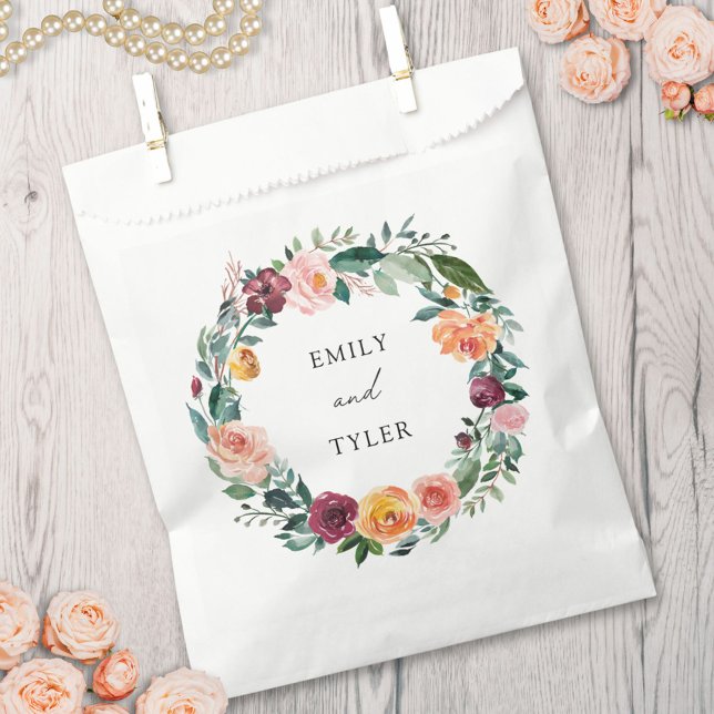 Sachets En Papier Automne Fleur Rose Fleur Floral Mariage Wreath (In situ)