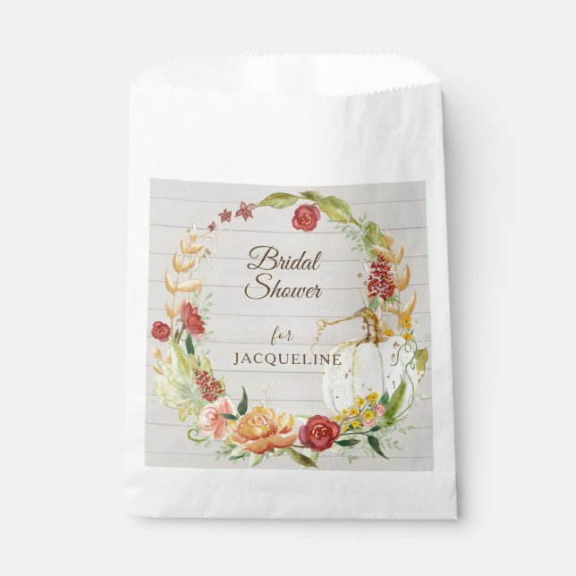 Sachets En Papier Automne Floral Bourgogne blanc Citrouille Fête des (Devant)