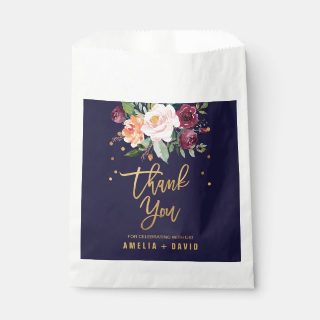 Sachets En Papier Automne Floral Merci Mariage (Devant)
