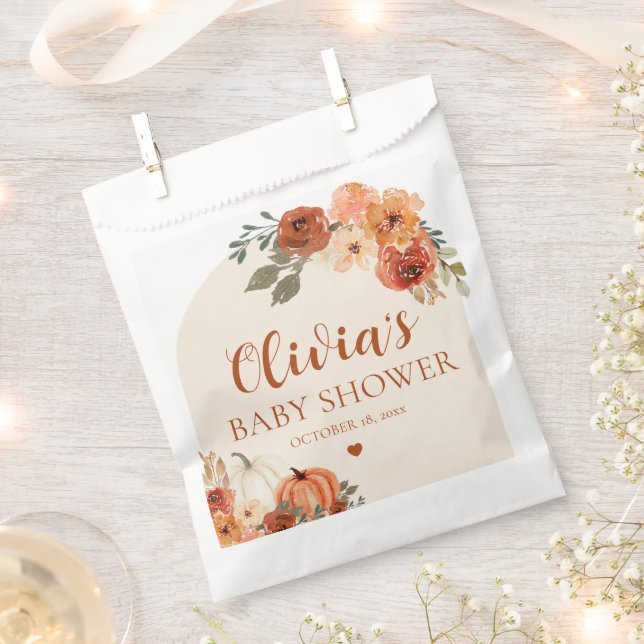 Sachets En Papier Automne Un Peu Citrouille Automne Baby shower Flor (Coupé)