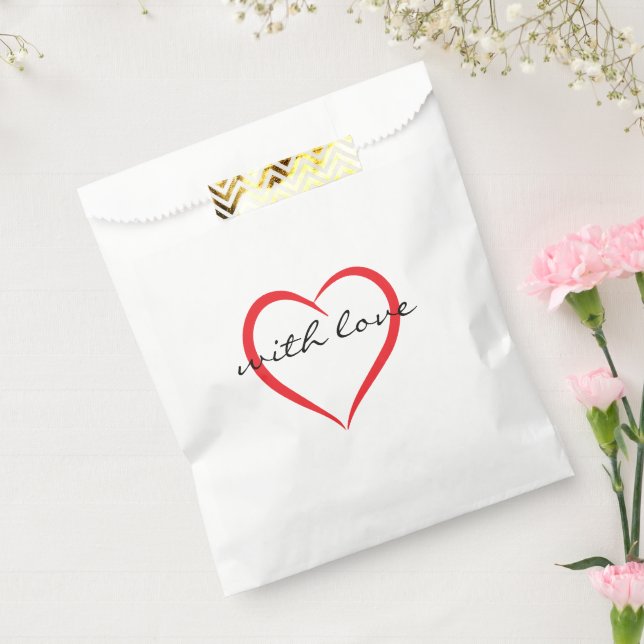 Sachets En Papier Avec amour, écriture élégante de monogramme de cœu (Scellé)