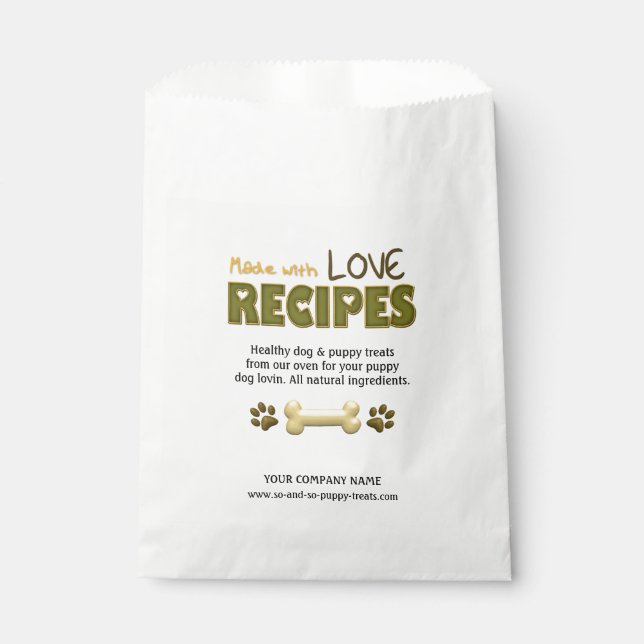 Sachets En Papier Avec Love-Puppy Chien Traitements-SACS FAVORISÉS P (Devant)
