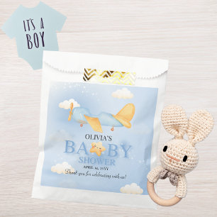 Sachets En Papier Avion, Nuages & Étoiles, Bleu, Petit Garçon, Migno