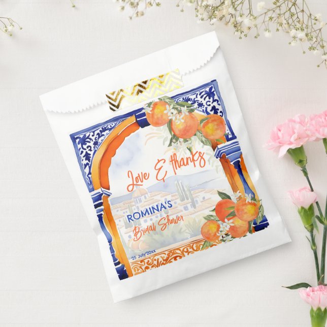 Sachets En Papier Azulejo bleu orange douche nuptiale espagnole fave (Scellé)