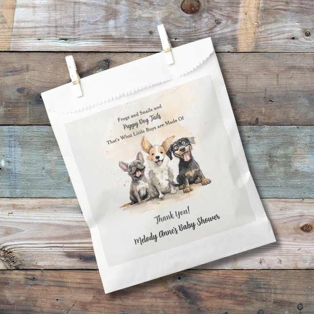 Sachets En Papier Baby Boy Chien Chien Chien Chien Baby shower (Puppy Dog Tails Baby Boy Baby Shower with Watercolor Puppies, Shower Details.)