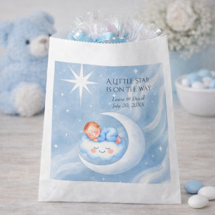 Sachets En Papier Baby Boy Douche Invitation Lune Étoiles Aquarelle