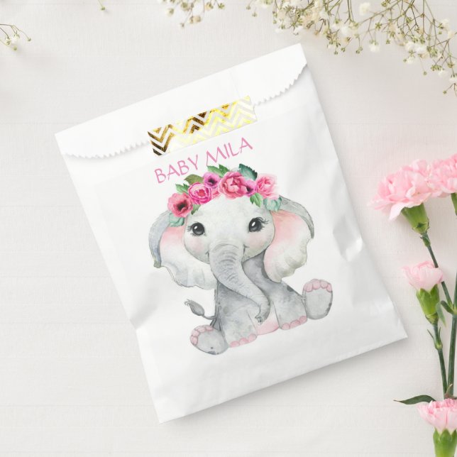 Sachets En Papier Baby elephant floral pink (Scellé)