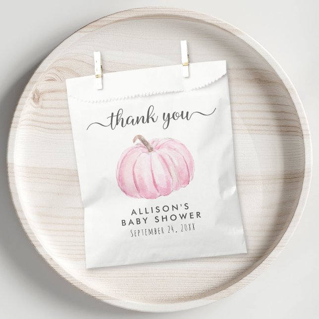 Sachets En Papier Baby Girl Douche Citrouille rose Merci (Créateur téléchargé)