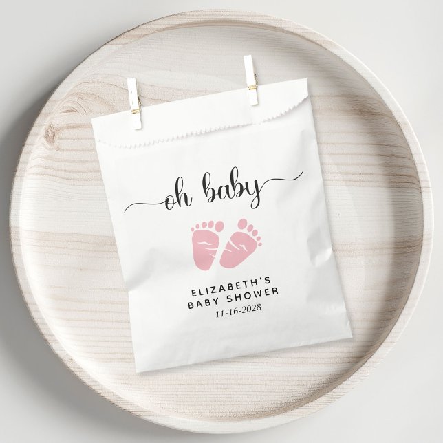Sachets En Papier Baby Girl Douche rose Pieds bébé (Créateur téléchargé)