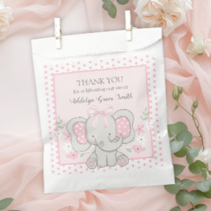 Sachets En Papier Baby Girl Elephant Pink Polka Dot Sip Voir Douche