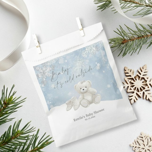 Sachets En Papier Baby, It's Cold Outside Teddy Bear Winter Keepsake (Créateur téléchargé)