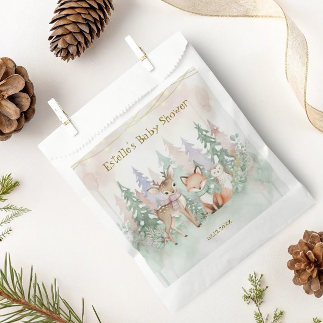 Sachets En Papier Baby It's Cold Outside Winter Woodland Baby Shower (Créateur téléchargé)
