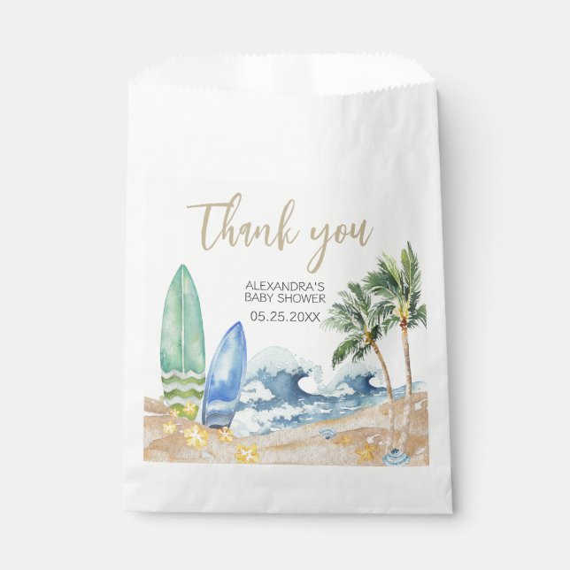 Sachets En Papier Baby on Board Baby shower de plage (Devant)